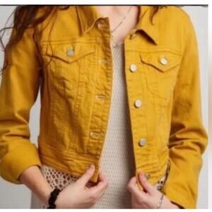P.O.L Mustard Yellow Cropped Denim Jacket - Women’s Small - Excellent Condition